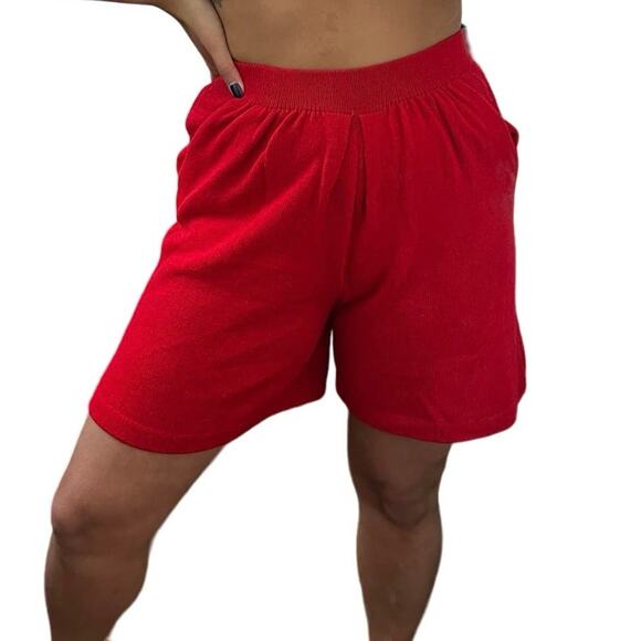 ST. JOHN COLLECTION by Marie Gray Red Knit Shorts - Picture 1 of 7